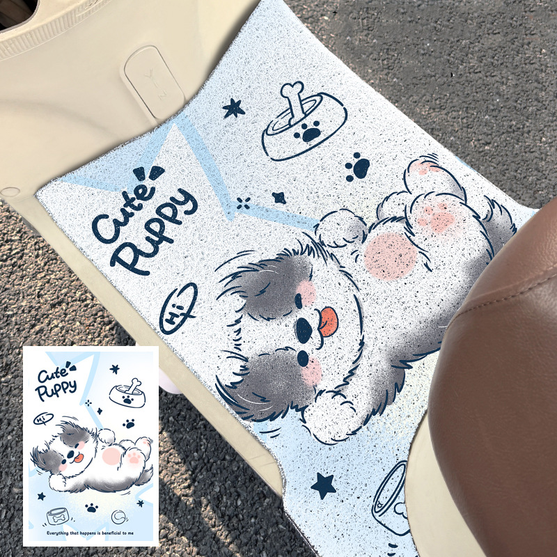 Electric Vehicle Wire Loop Foot Mats, Cute Cartoon Design, Customizable, Scratch-Resistant, Wear-Resistant, Non-Slip Foot Pads