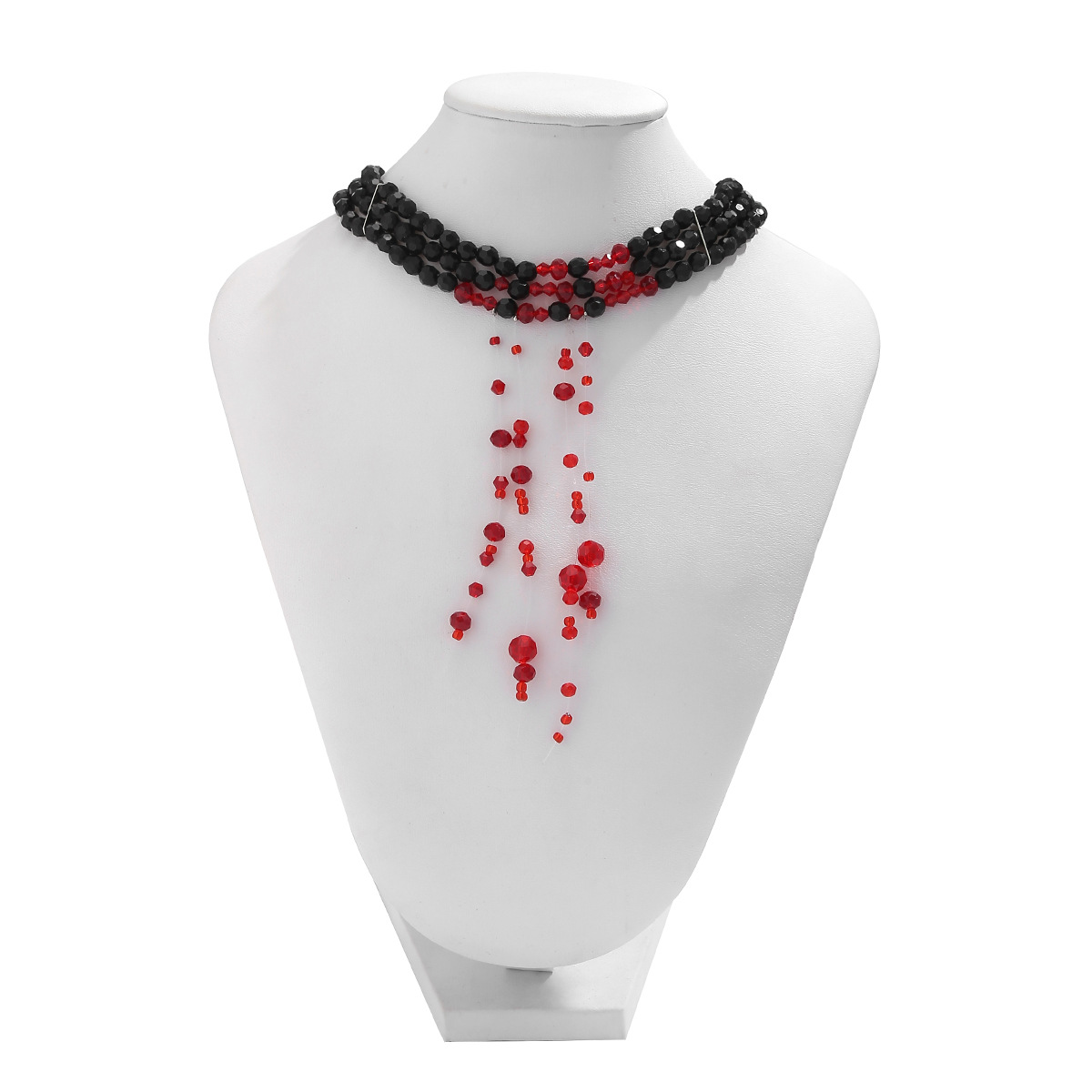 Collare di perline gotico, girocollo con goccia di sangue rosso, frangia di cristallo insanguinato, ornamento di Halloween_voghion.com
