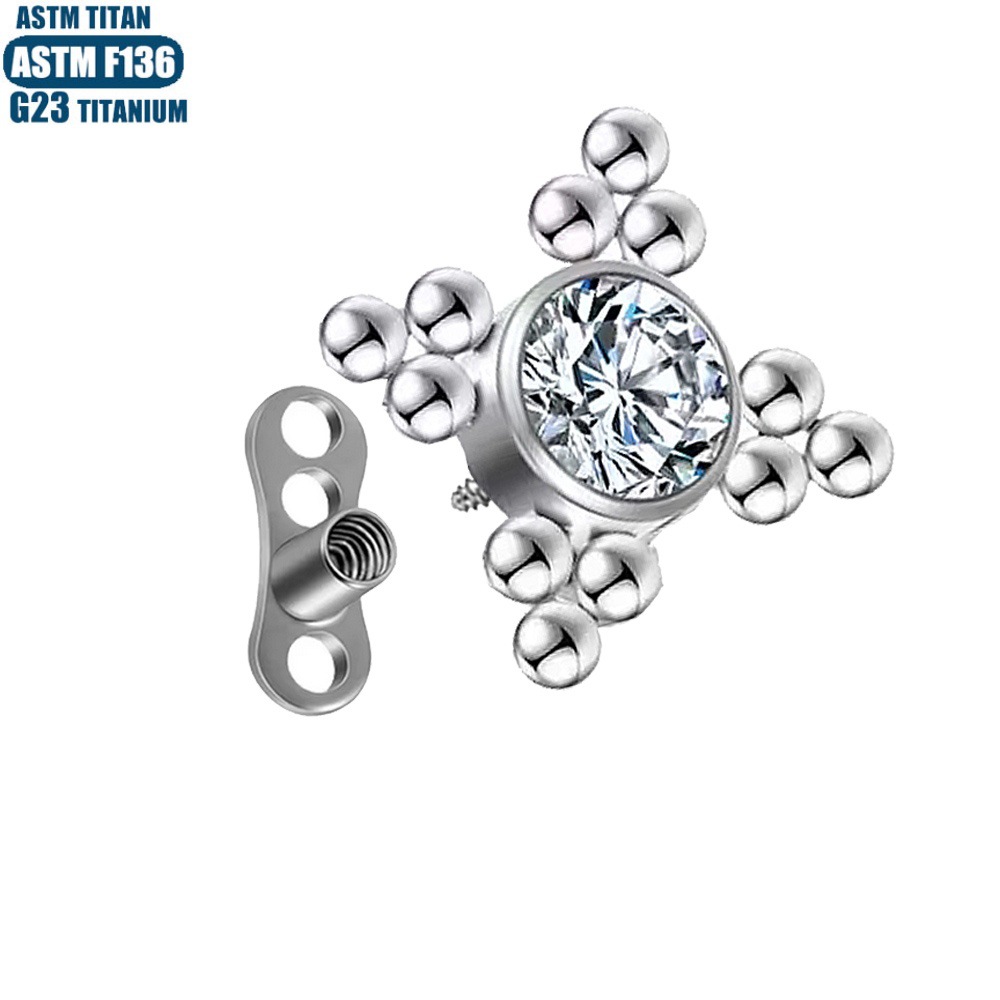 Silver pointed spike labret stud material detail