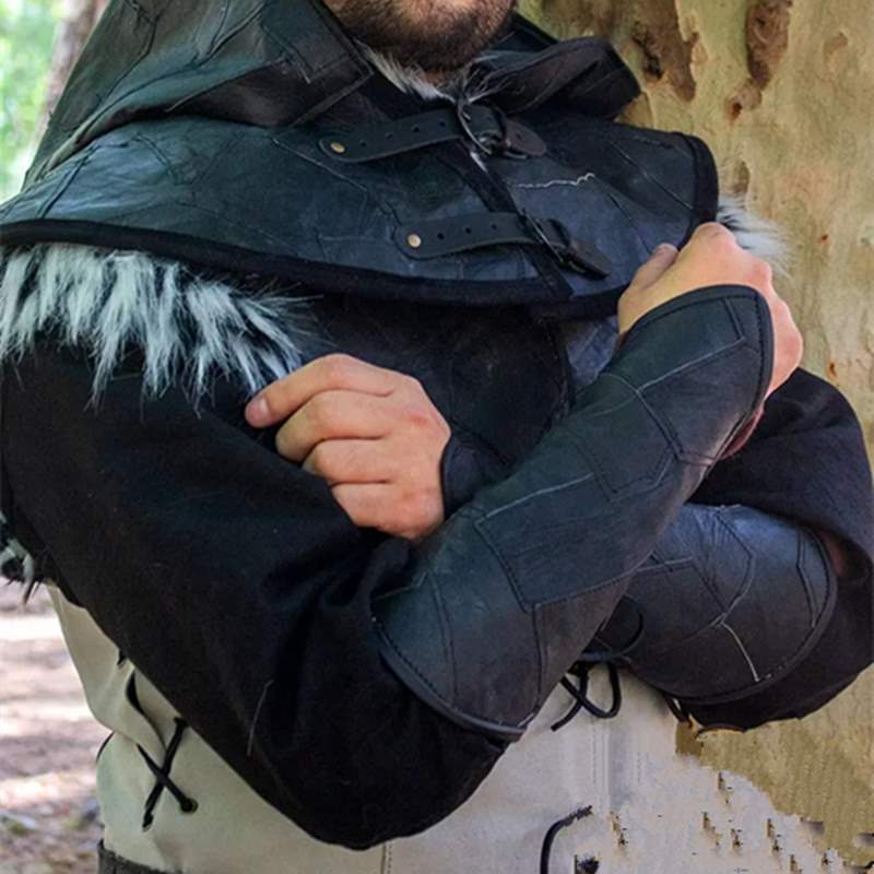 中世纪蒸汽朋克复古皮革皮带扣铆钉多片护臂护手wish ebay货源