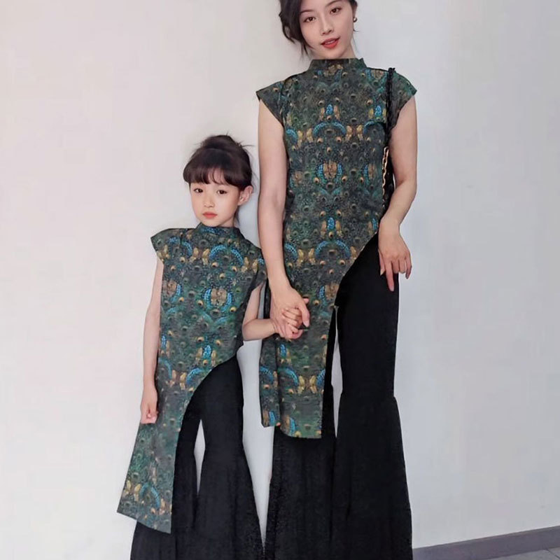 汉服女童旗袍2025新款儿童国风连衣裙大童复古提花新中式母女装薄|undefined