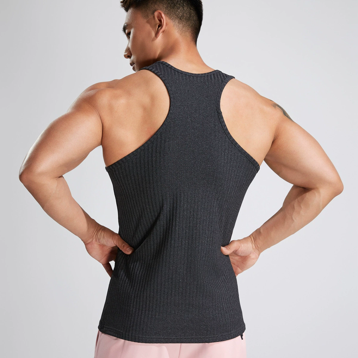 Летний вязаный спортивный жилет для зала для отдыха, футболка, Slim fit