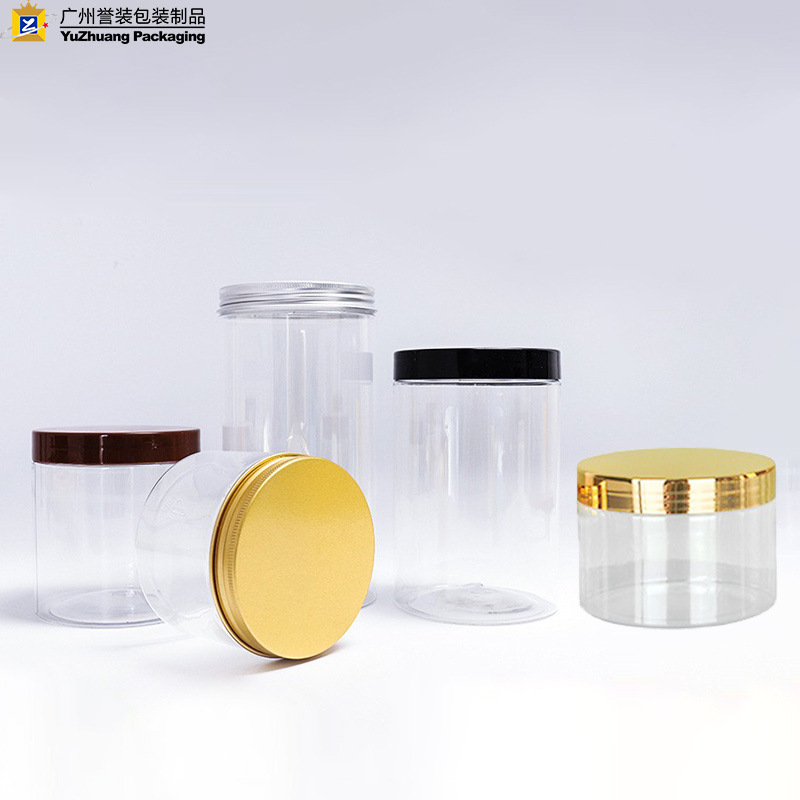 Botellas de boca ancha transparentes de PET para alimentos, frascos sellados para refrigerios, recipientes para té y frutos secos, botellas vacías de plástico para dispensar, venta al por mayor