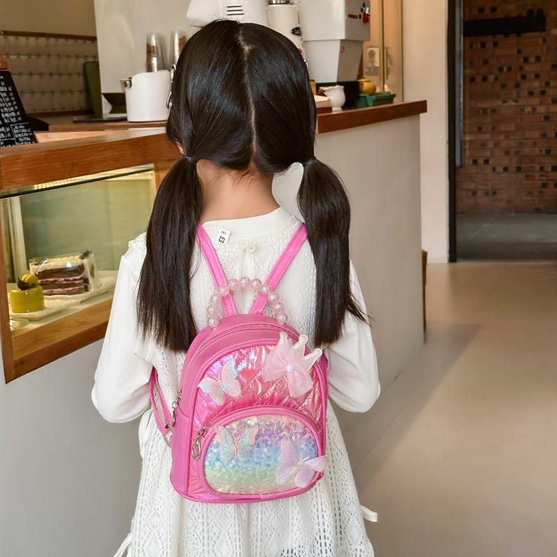 Mochila de mariposa de encaje para niños y niñas, mochila para niños, jardín de infantes, mochila para bebés, mochila de moda de sequillas para niños