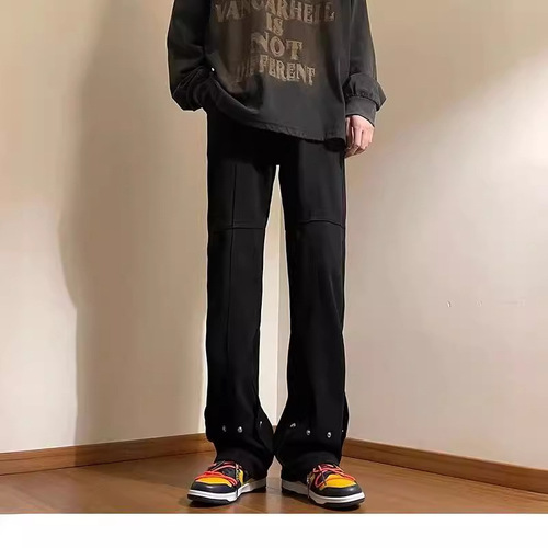 American Vibe Streetwear Elastic Denim Straight Leg Spring and Autumn Slimming Men's Pants