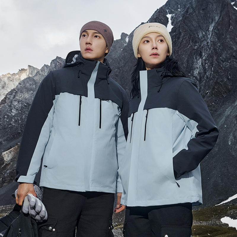 3 - en - 1 traje de asalto desmontable a prueba de viento dos piezas juego de ropa de trabajo de terciopelo casual capa de impresión LOGO para hombres