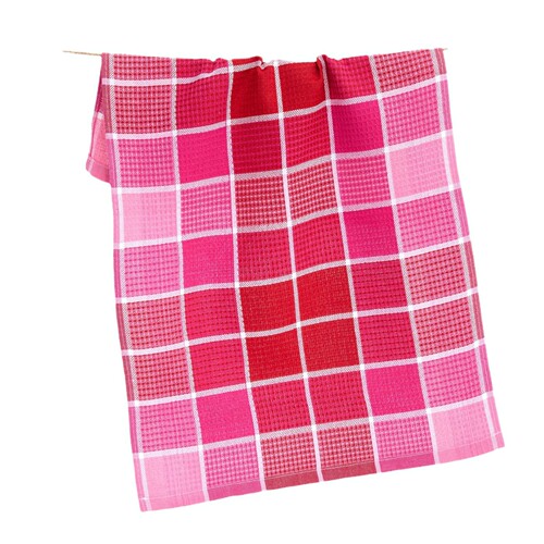 Custom-label, hot-selling classic-colored woven plaid tea towels and kitchen cloths—beautiful as brocade—for Europe and the U.S.