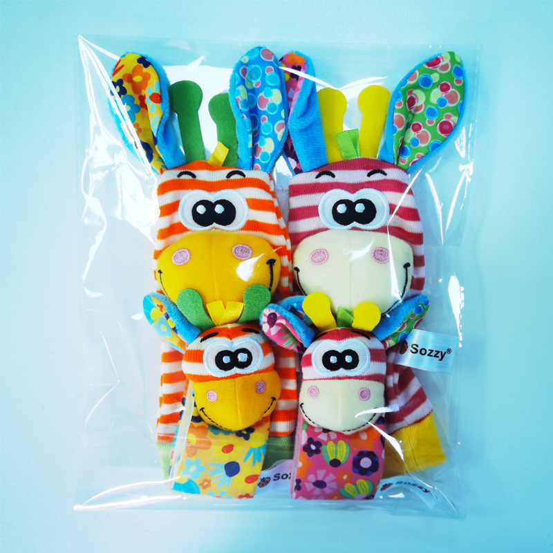 Juego de pulseras y sonajeros Sozzy originales para recién nacidos de 0 a 6 meses, set en caja, pulsera, juguetes de educación temprana