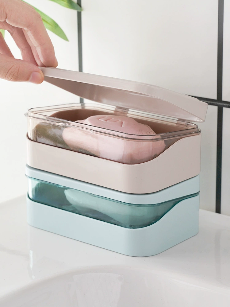 Soap holder, double-layer foldable drying rack, storage box for traveling, light luxury style