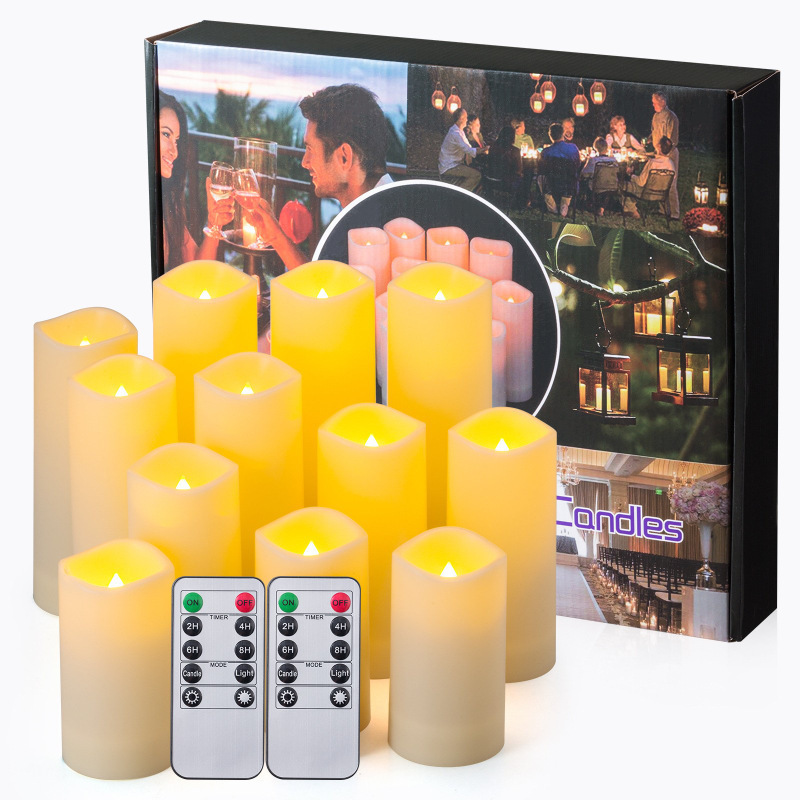 12Pcs/Set Remote Ice Candles Flickering Flameless Candles跨|ru