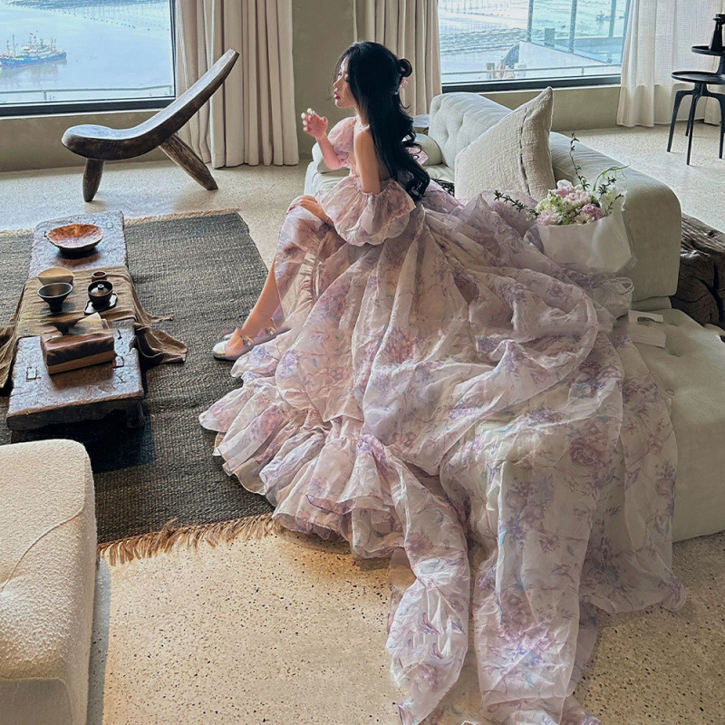 [2273 People Collected] 2025 Summer Ballet Style Tutu Skirt Floral Long Tail Gentle Style Popular Skirt This Year