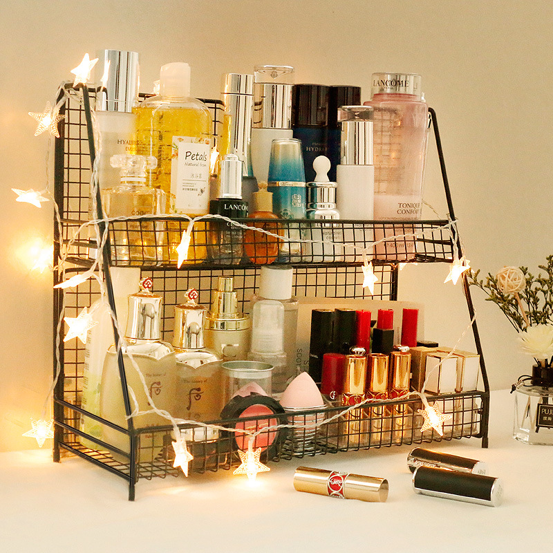 Caja de almacenamiento de cosméticos de almacenamiento de escritorio productos de cuidado de la piel de almacenamiento rack subred red ins multi-capa escritorio dormitorio artefacto