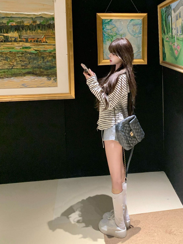 设计感条纹连帽开衫卫衣外套女秋季韩系小个子休闲宽松薄款上衣服|undefined