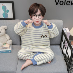 子供の連体パジャマ秋冬フランネル男児の寝袋に赤ちゃんを厚くした少年サンゴのベルベットは家の服を蹴るのを防ぐ