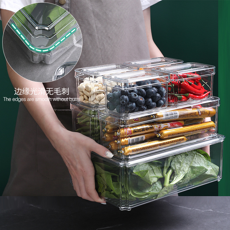 Caja de almacenamiento de refrigerador Caja de dumpling congelada de 7 piezas Caja de almacenamiento de alimentos transparente para el hogar Caja de clasificación de organización