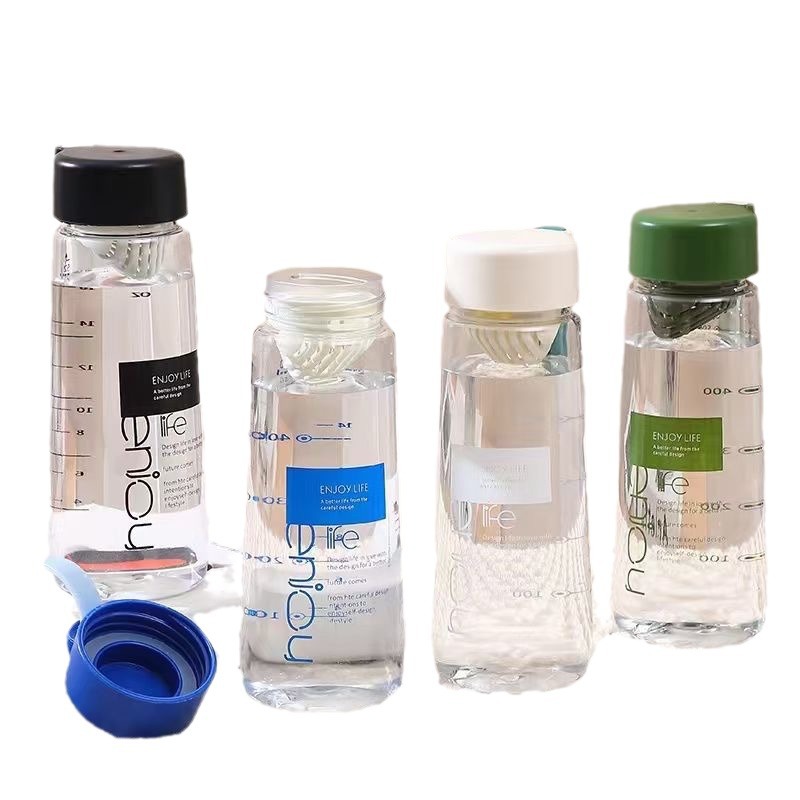 Futong 727 nueva taza de plástico transparente con colador 520ml deportes portátil al aire libre Estudiante Adulto plástico taza de agua