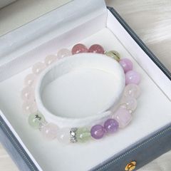 天然マルチクリスタルブレスレット女性用ローズクォーツストロベリークリスタルアメジストブレスレットニッチデザイン気質親友ギフト