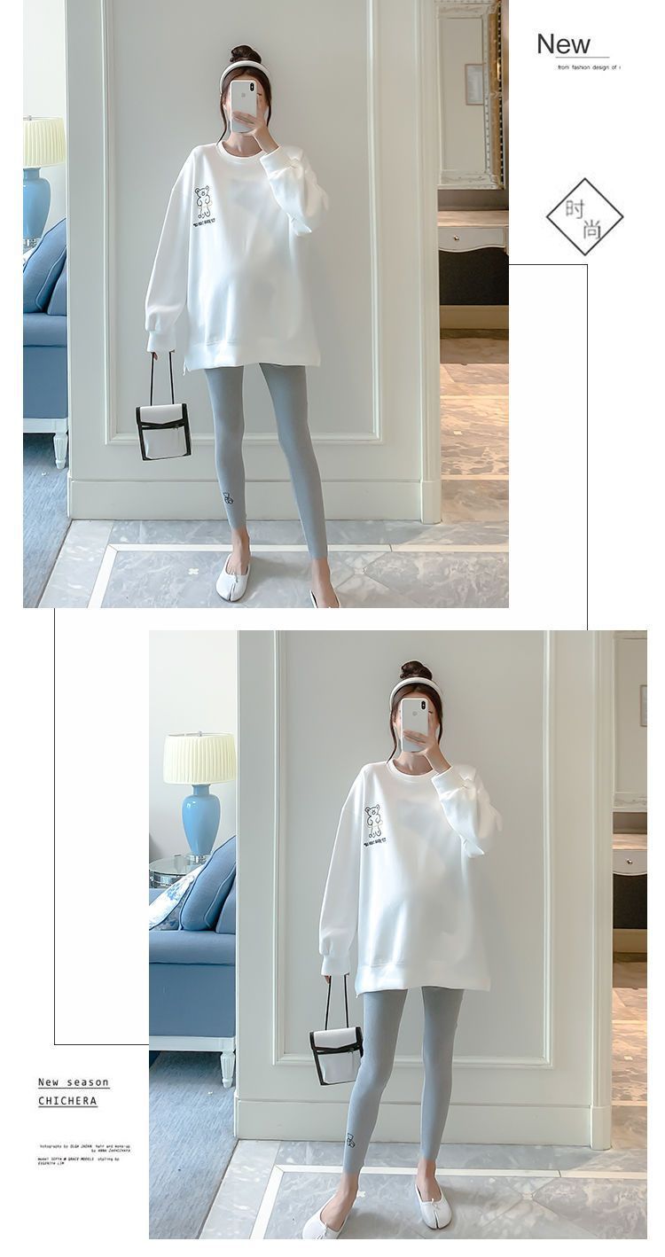 Maternity Autumn Fake Two Tops And Sweaters For Pregnant Women Cartoon Pattern Hoodies For Nursing Mothers Breastfeeding Poleron