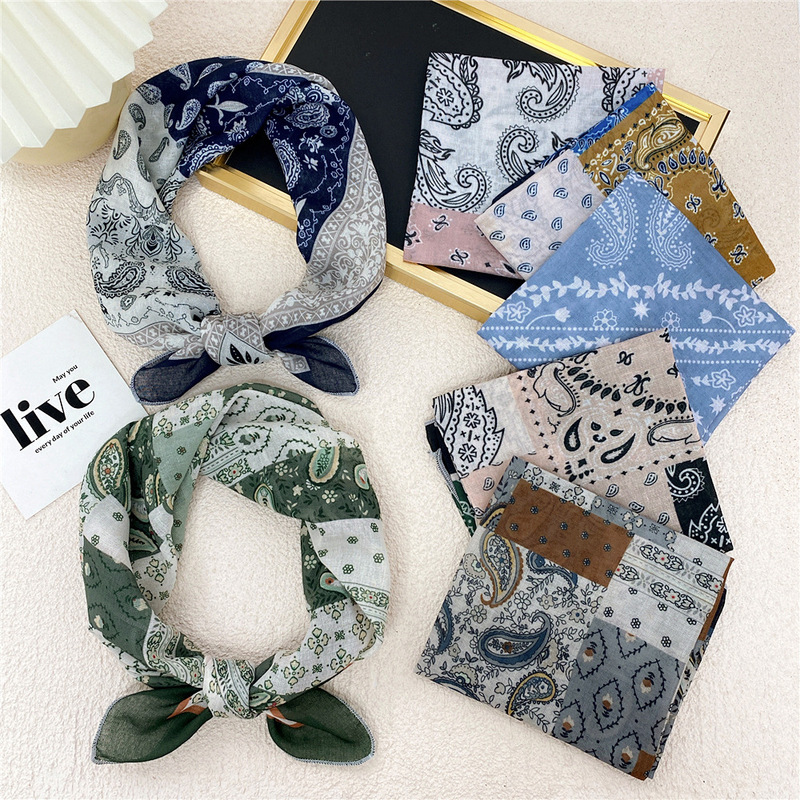 58 Cashew Pattern Small Square Scarf Silk Scarf for Women Spring and Summer Headscarf Hairband Korean Style Printed Cotton and Linen Scarf Decorative Neck Scarf 58 Cashew Pattern Small Square Scarf Silk Scarf for Women Spring and Summer Headscarf Hairband Korean Style Printed Cotton and Linen Scarf Decorative Neck Scarf