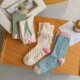 Autumn and winter socks women's tulip pile socks women's socks artistic retro Women's Mid-calf length socks Korean ins fashion women's socks