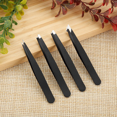 不鏽鋼黑色96眉夾 睫毛夾 女生化妝修眉夾正口斜口尖嘴刀口四件套