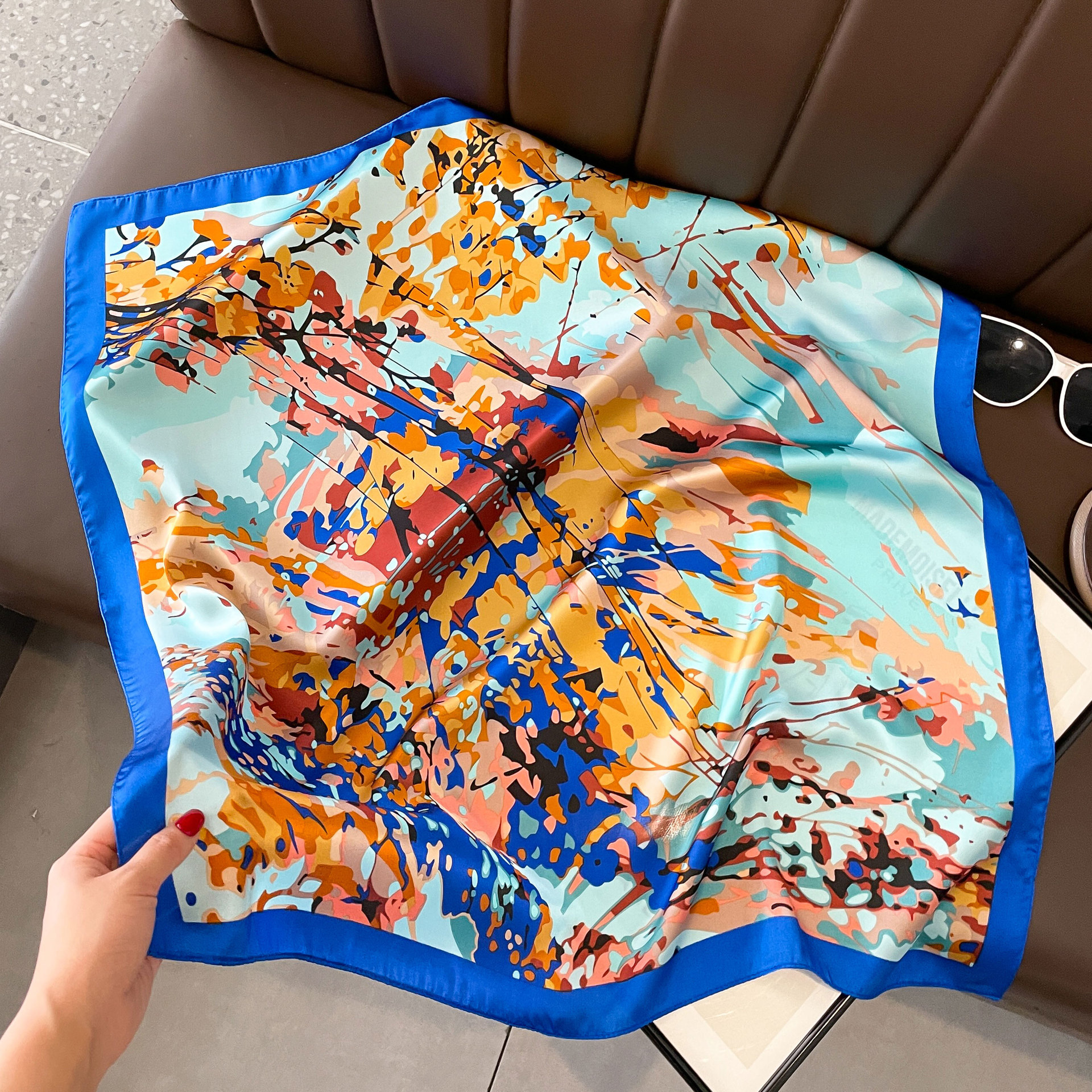 62g Weight Silk Scarf Classification Holiday, Daily Occasion Polyester Material Flower Pattern Spring&Summer Season Women's Gender Elegant, Korean Style Style Women's Elegant Korean Style Flower Polyester Silk Scarf 7