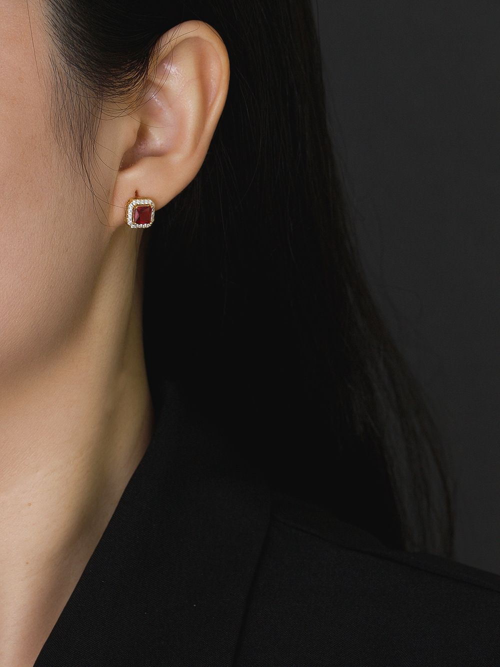 Fashion Geometric Sterling Silver Inlay Zircon Ear Studs 1 Pair