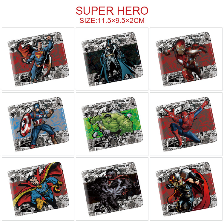 Marvel Superhero Peripheral Coin Purse Full Color Printed Men's and Women's Short Large Capacity Card Bag Coin Wallet Bag