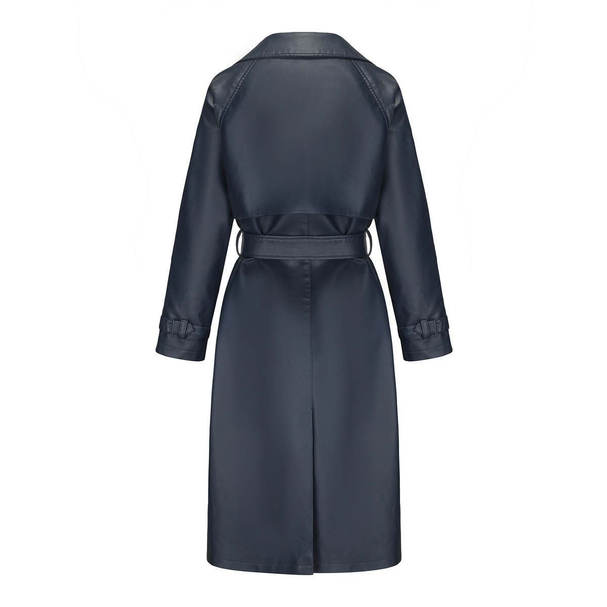 Women's Clothing 24 Spring and Autumn Women's Windbreaker Long Loose Jacket PU Leather Jacket Women's OVERSIZE Classic Lapel Jacket with Belt_voghion.com