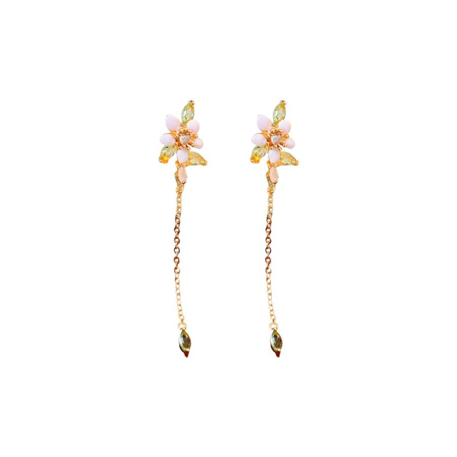 Juego de flores de goteo de aguja de plata de galvanoplastia de oro real, anillo de pulsera de estilo de esmalte retro, collar de lujo ligero, pendientes de sentido avanzado