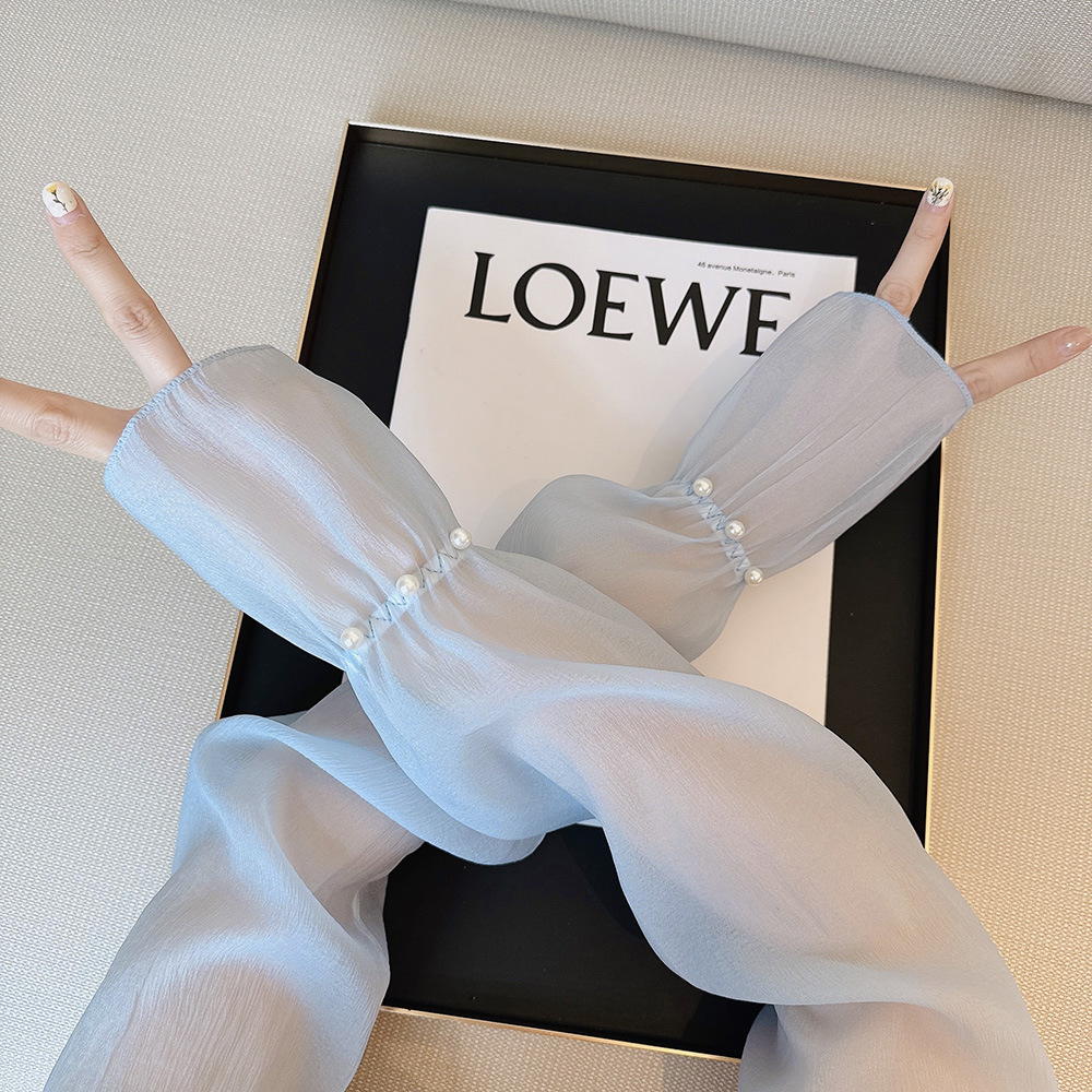 珍珠韓國高密度紗防曬甜美冰袖女夏寬鬆時尚OL戶外透氣夏護袖手袖