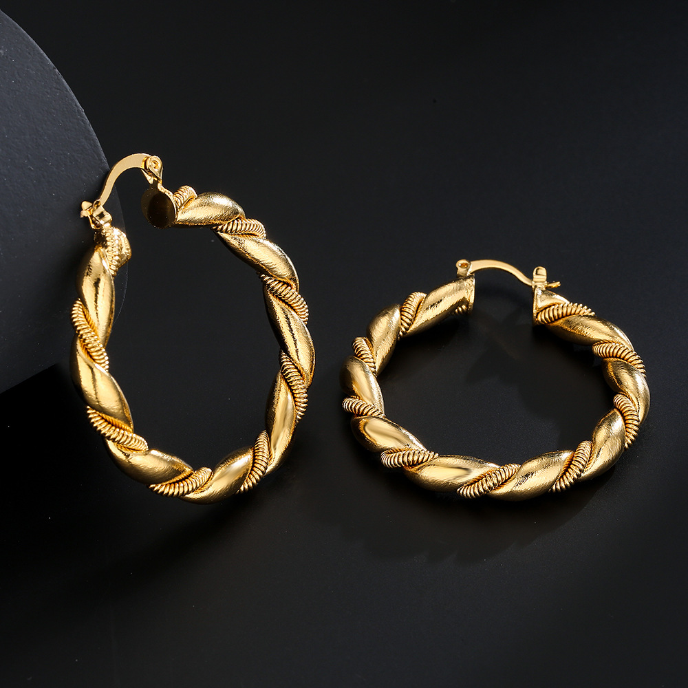 Fashion Copper Plated 18k Gold Round Geometric Earrings display picture 3
