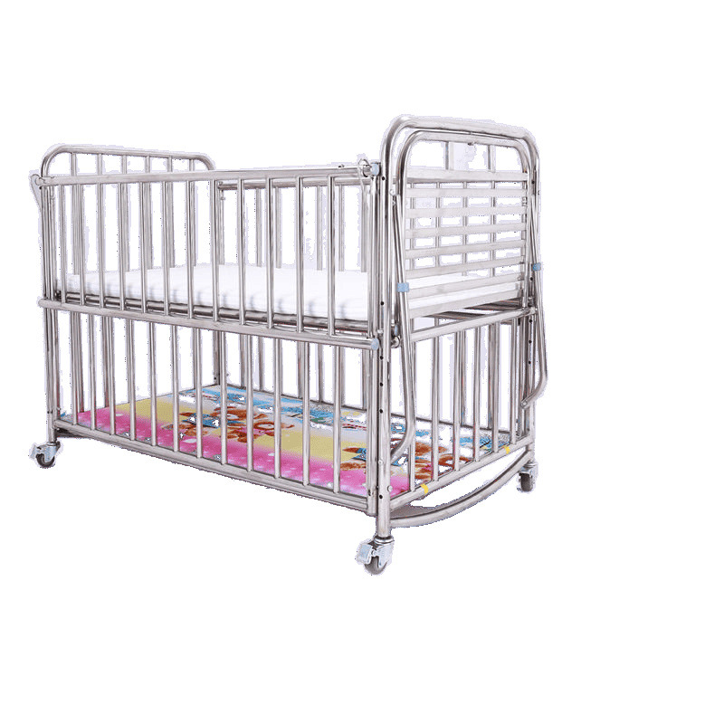 Cuna de acero inoxidable para bebé, móvil