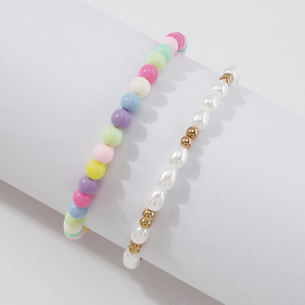 Wholesale Jewelry Bohemian Style Color Beaded Imitation Pearl Double Bracelet Nihaojewelry display picture 4