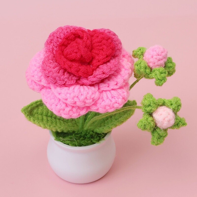 完成したウールひまわり鉢植えスズラン造花チューリップデスクトップ装飾品バレンタインデー教師クラスメートギフト|undefined