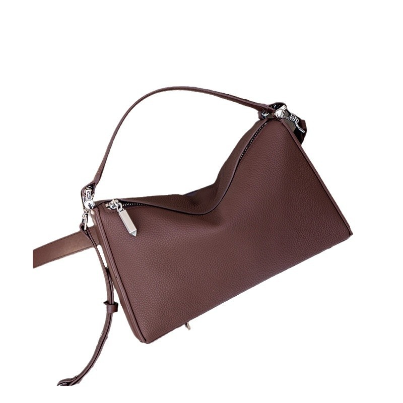 (2개) COWHIDE 라이트 럭셔리 여성용 가방 2024 새로운 가죽 휴대용 베개 가방 간단한 대용량 기하학적 가방 고급 소프트 백