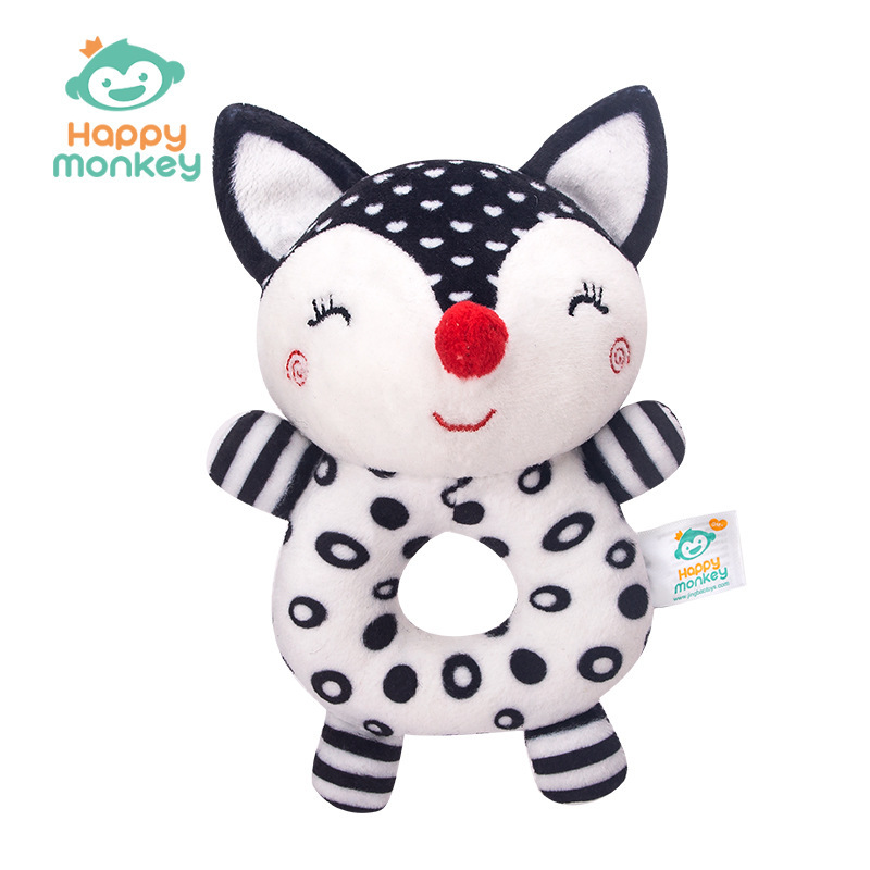 Sonajero de animales Happymonkey, elefante, zorro, sonajero redondo de mano para recién nacidos, juguete de educación temprana para bebés de 0 años