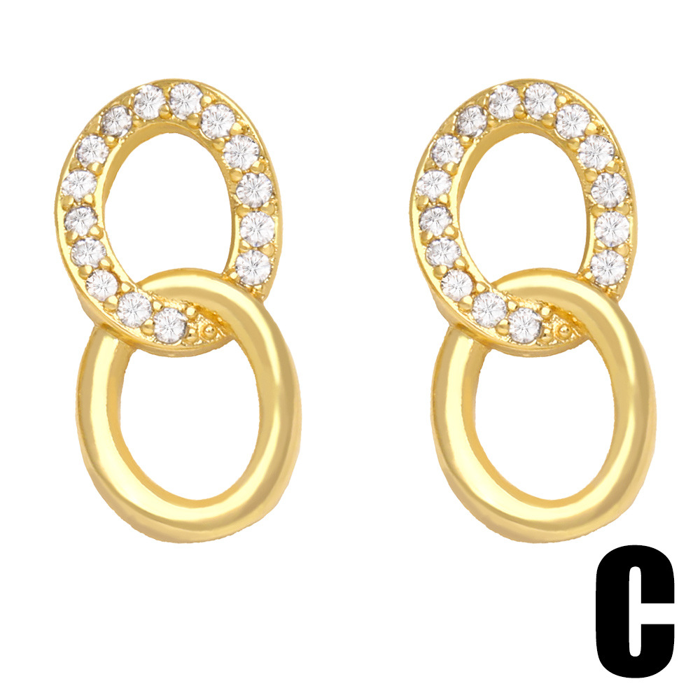 Fashion Animal Leopard Head Shaped Copper Ear Studs Female