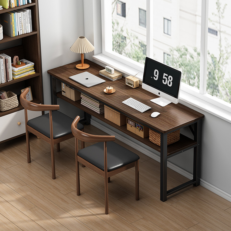 Simple long table double desk student home study table computer desk desk work wall ultra-narrow table