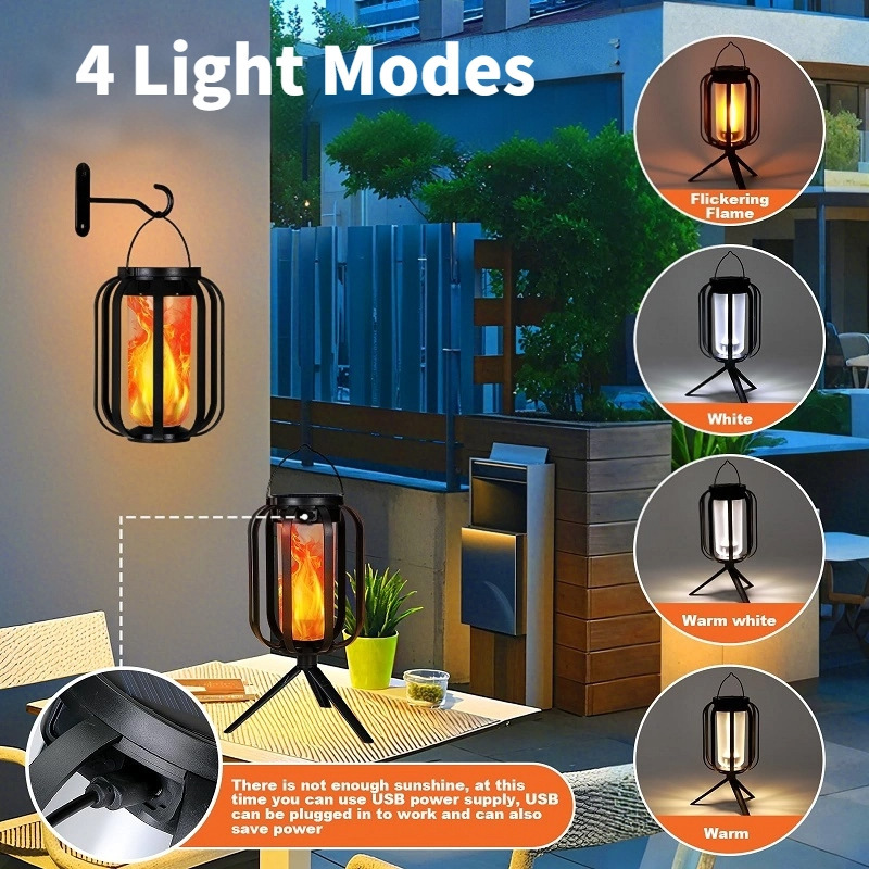 Linterna solar de llama para camping y decoración de jardín_voghion.com