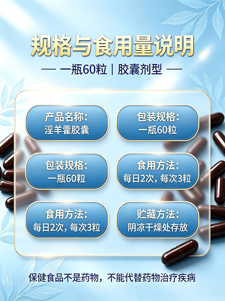 Ci Wu Jia Yin Yang Huo Capsules Men's Herbal Wellness Supplement 60 Capsules overview