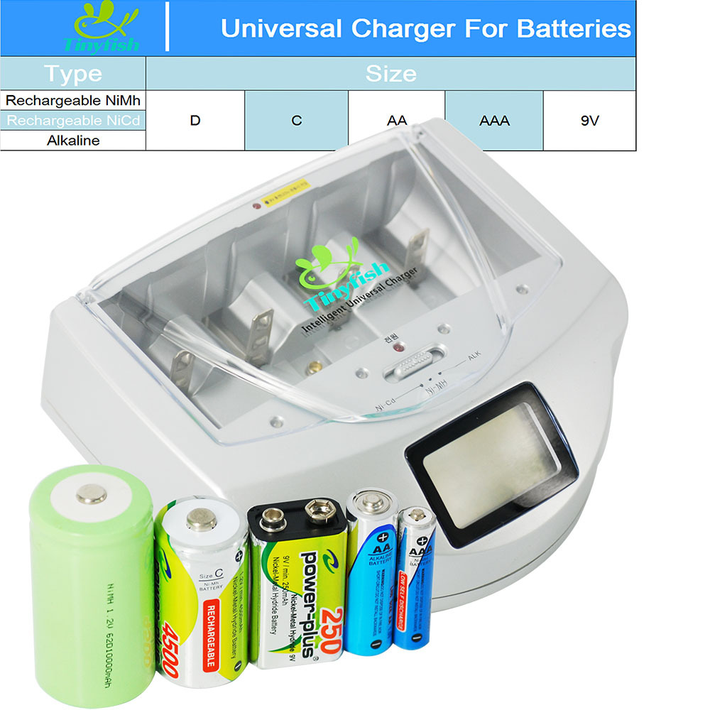 No.5 No.7 C,D,9V battery charger, rechargeable nickel-hydrogen nickel-cadmium and alkaline batteries