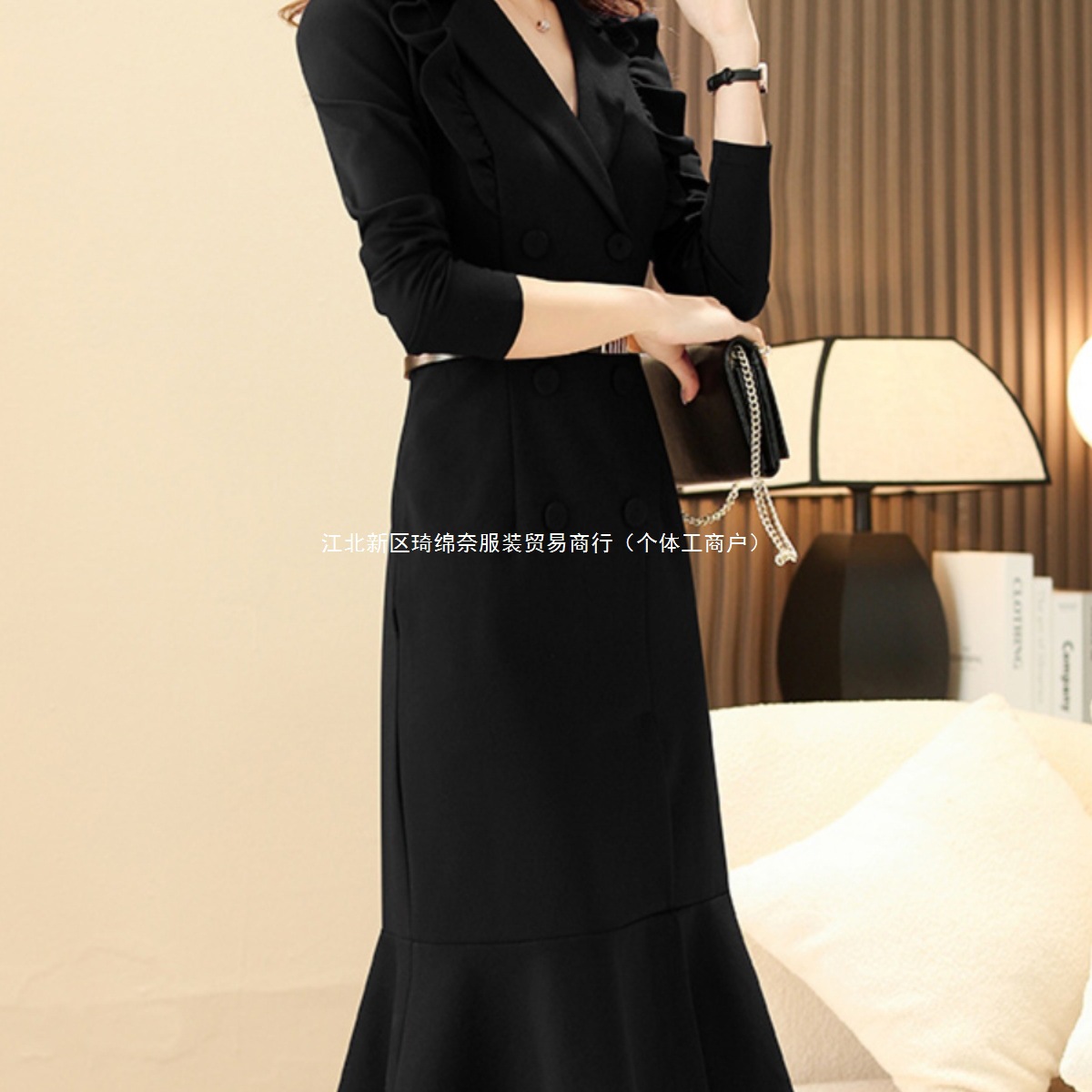 Celebrity Elegant Dress Dress for Women 2025 Spring New Professional Slim Ruffled Hip-Hugging Fishtail Skirt 7814