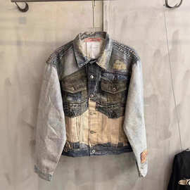 毒家现货正确版本AC家25新款3D打印牛仔夹克外套宽松版型男女同款