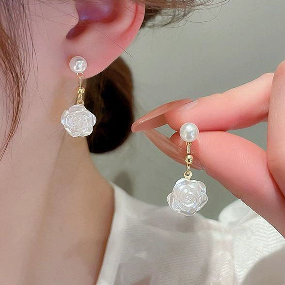 Заушные серьги из жемчуга, мушковая бусинка, серьги без прокола, французский стиль, легкая роскошь, стиль высокого качества