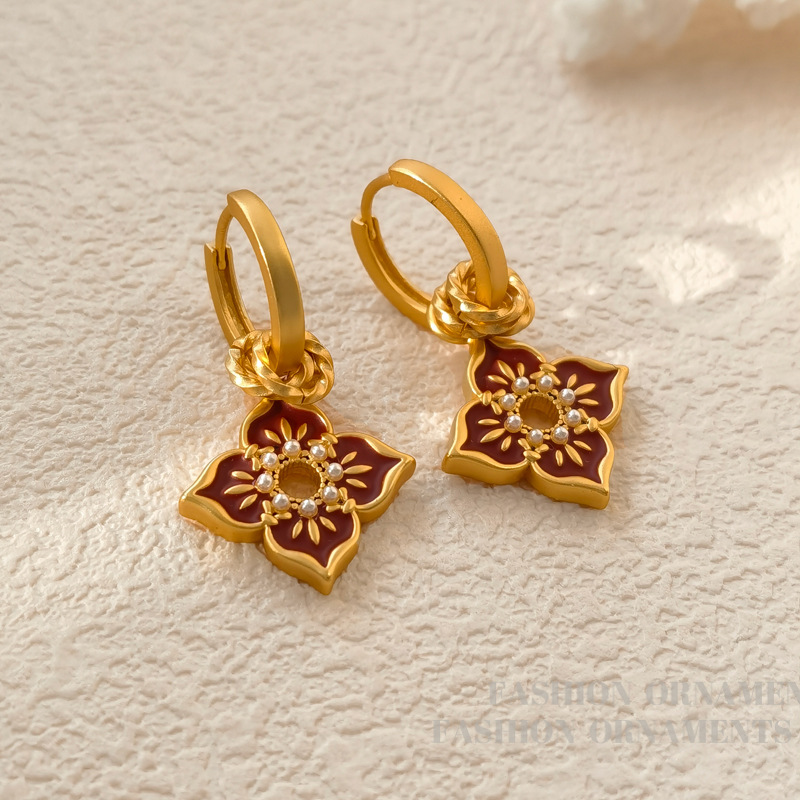 Genuine copper design matte earrings
