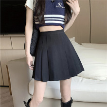 黑色半身裙女夏季新款高腰百褶裙大码胖mm收腰显瘦遮肚a字短裙子