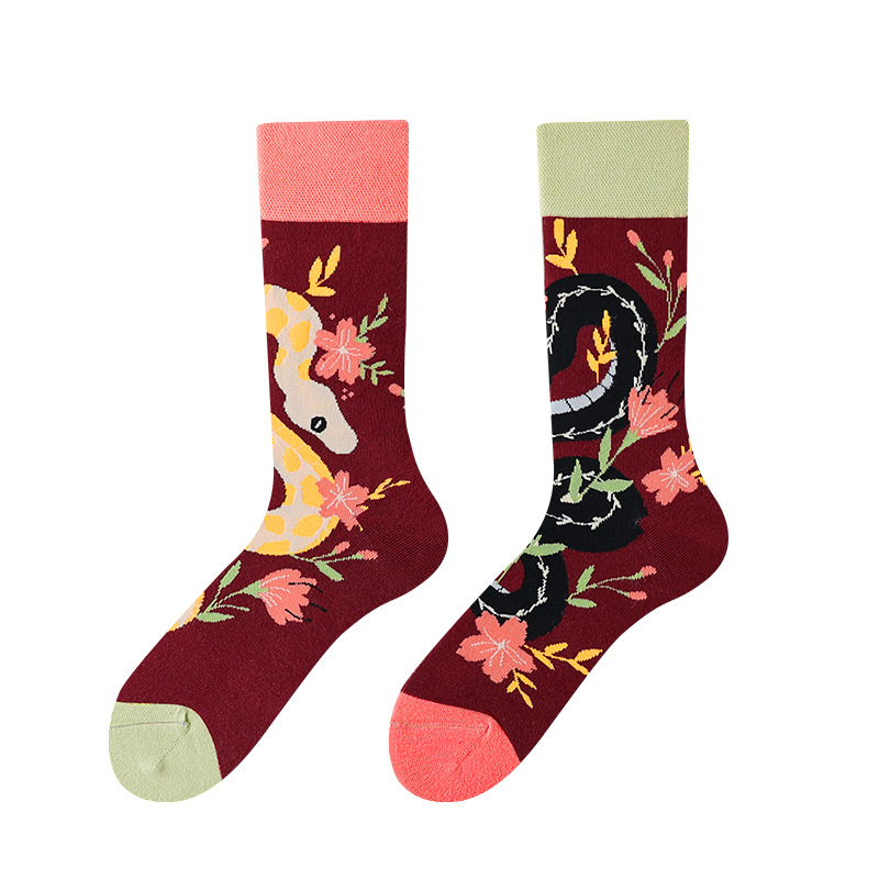 Hombres y mujeres AB diseño original asimétrico calcetines estilo callejero personalidad dibujos animados ab medias creativas calcetines de algodón