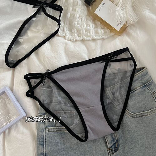 Dopamine butterfly bow net mesh sexy girl lace pure cotton gusseted underwear women mesh breathable low-rise triangle pants