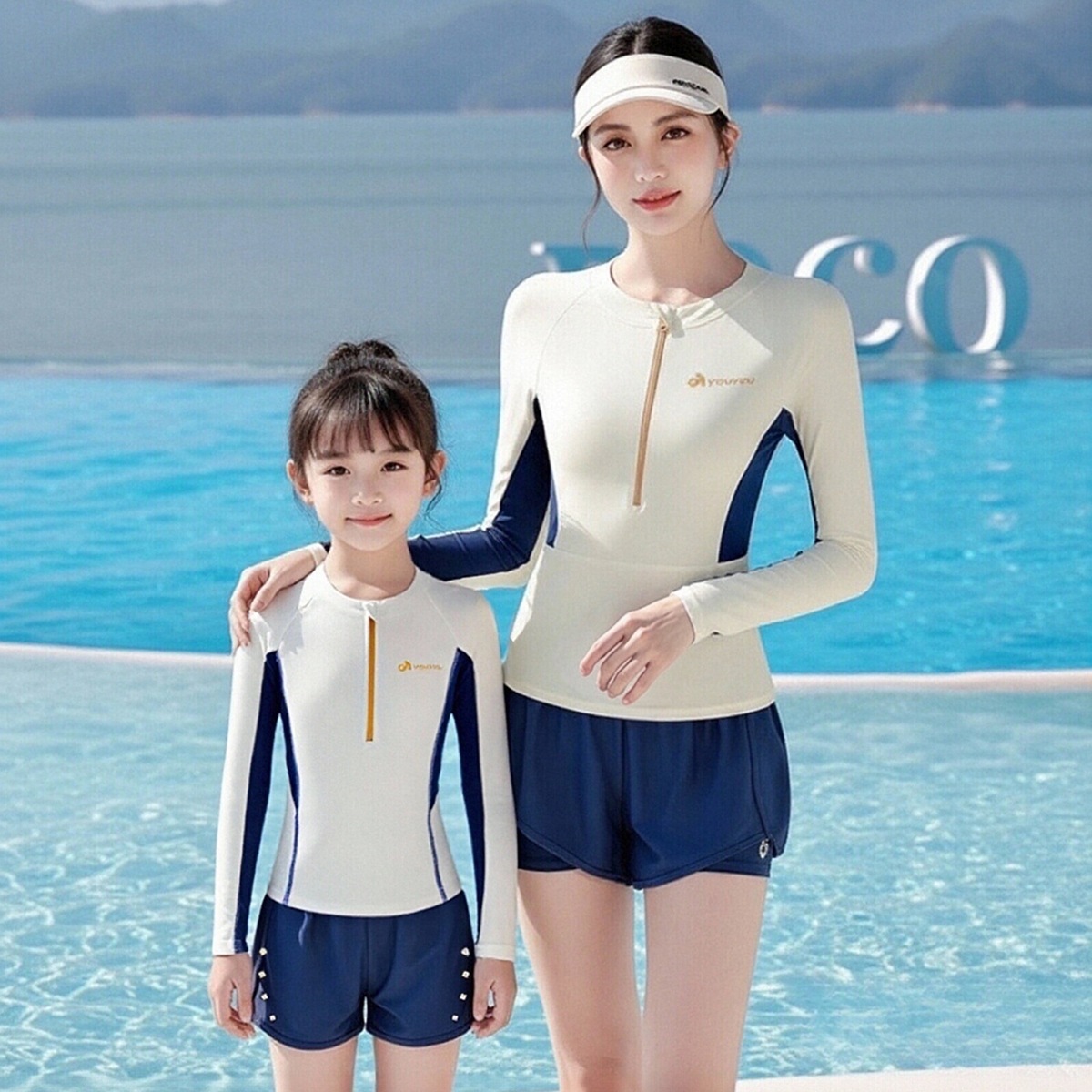 Parent-Child Swimsuit Mother-Daughter New Style Girls' Sun Protection Quick-Drying Children's Split Boxer Swimsuit Children's Swimsuit